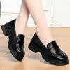 Лоферы для женщин корейский стиль универсальные слипоны толстый каблук мягкая кожа пряжка модные одинарные туфли