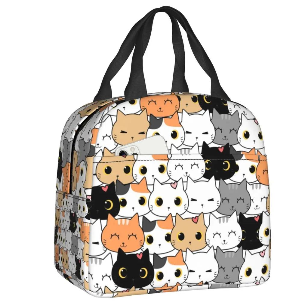 Ланч-бокс Kawai Cats для женщин, герметичный, милый, с изображением животных и котят, термосумка для еды, офисная работа