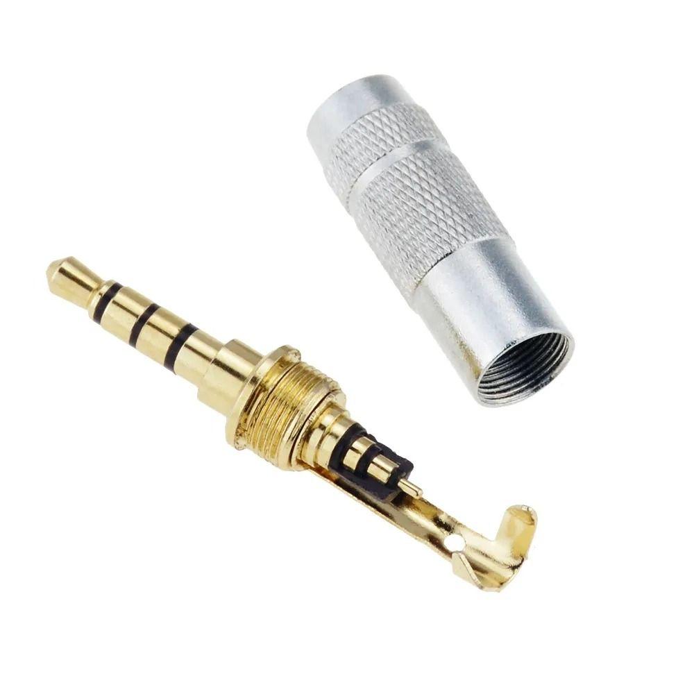 DIY Headphone Plug Connector 4 Pole 3.5mm Stereo Plug Earphone Jack Headphones Audio Jack