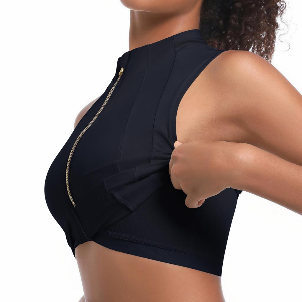 Nessaj Безрукавный спортивный жилет для йоги на молнии, женский фитнес-бюстгальтер, однотонный топ для бега и тренировок