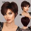 Ladies Red-brown 23cm Short Hair Breathable And Comfortable Wig