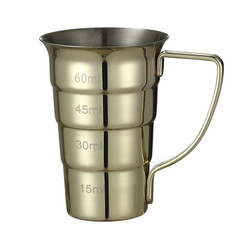 Джиггер для коктейлей из нержавеющей стали со ступеньками и ручкой, 60 мл (2oz)