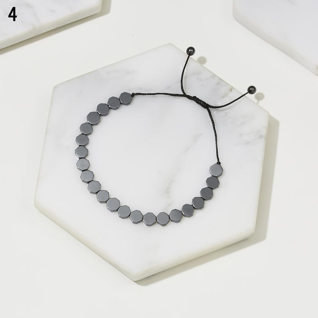 Мужской ювелирный браслет унисекс, женский регулируемый черный гематитовый камень, гематитовый браслет из бисера