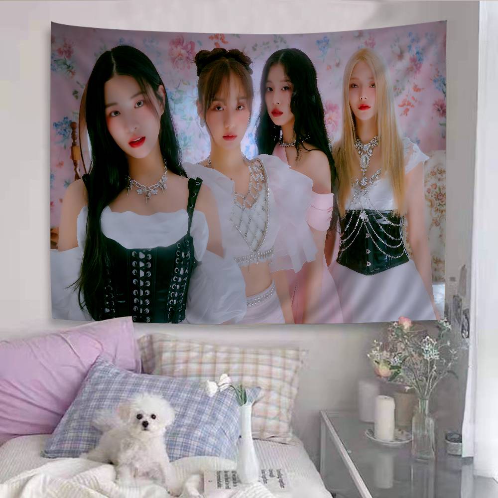 Kpop Group Ffifty Fifty Anime Tapestry Hanging Tarot Hippie Wall Rugs Dorm Home Decor