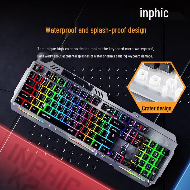 INPHIC V2 Wired Keyboard and Mouse Gaming Combo with Mouse Pad