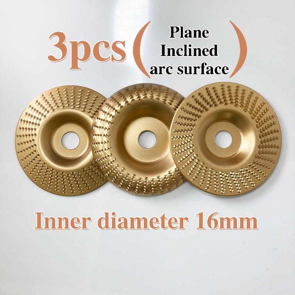 3pcs Wood Carving Disc Set, 3.9inch Grinding Wheel For Grinding And Shaping, Golden Wood Shaping Disc Grinder Wheel Grinding Disk Attachments