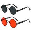 Gothic Red Steampunk Sunglasses Men Women Vintage Metal Round Sun Glasses Brand Designer Fashion Goggle Mirror Eyegalsses Uv400