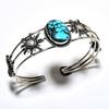 Tibetan Turquoise Gemstone 925 Silver Plated Handmade Jewelry Cuff Bangle