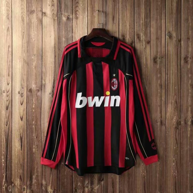 AC Milan 2006-07 Лига Чемпионов Домашняя футболка Пирло Кака 22 Короткий/Длинный рукав Ретро Футболка