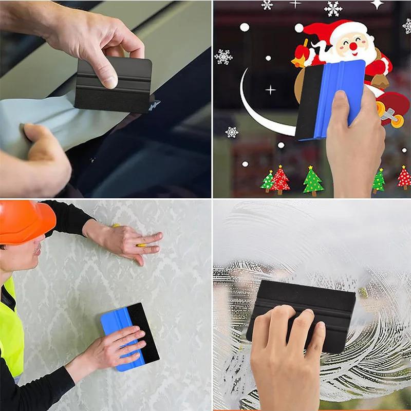 8Pcs/Set Car Film Wrap Squeegee Felt Edge Vinyl Squeegee Tool for Vinyl Application DIY Crafting Window Tint Tools Felt Scraper