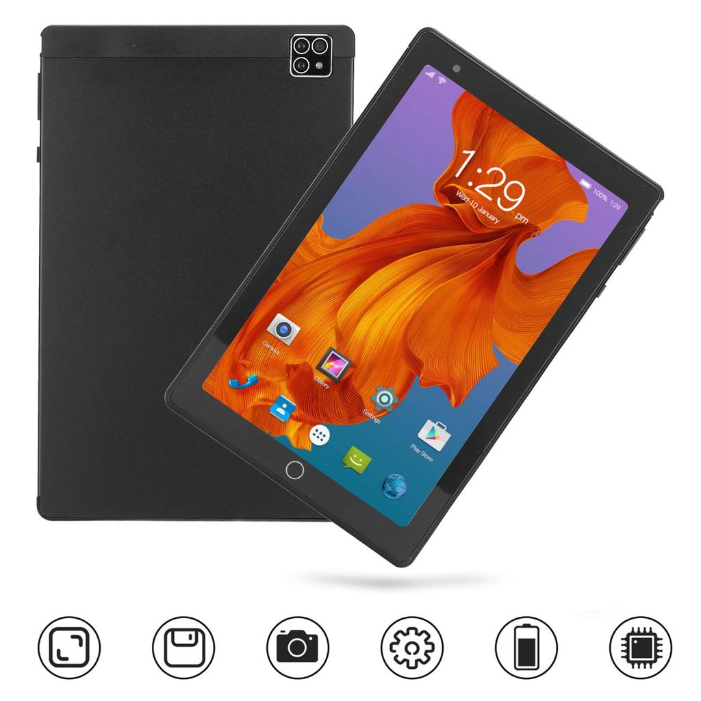 5G WiFi Smart Tablet 4G RAM 64G ROM IPS HD Touch Supports Android 10 Black 8-inch Tablet, 2.4G, Dual-Band PC, 8-Core, Screen, 8800mAh, GPS, (US Plug)