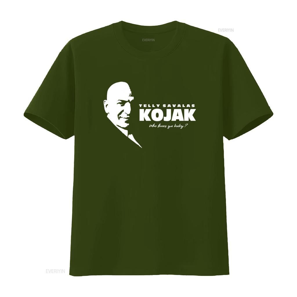 КОДЖАК Телли Савалас Детектив Футболка 100% хлопок Высокое качество Кто любит тебя, детка Принт винтажный Стирка мужской Растягивающийся Универсальный