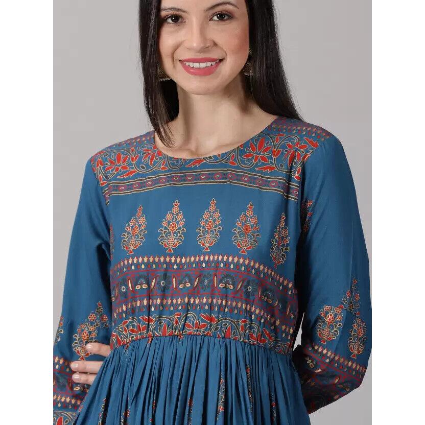 Женское платье-курти из принтованного вискозного шелка Anarkali Kurta, дизайнерское длинное платье-курти в стиле Болливуда VF-1847