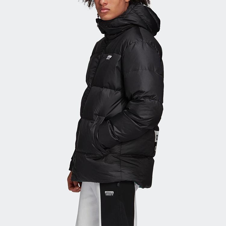 adidas Originals Trefoil Mid Rev Пуховик с двусторонним капюшоном Мужская верхняя одежда Черный FL0009