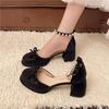 Pink French High-end Bag Head Thick High-heeled Sandals Women's 2025 New Summer Wear with Skirt Mary Jane Shoes