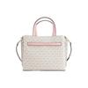 Michael Kors MK Emilia Монограмма Color Block Логотип Молния Квадратный Полиэстер Плечо Кроссбоди Сумка-тоут Маленькие Женские Сумки Розовый Белый 35H0GU5S1B-7183