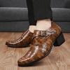 Fashion Heightening 5cm Stone Pattern British 2025 Fashion Casual Leather Shoes Men's Small High Heel Thick Heel Wedding Shoes