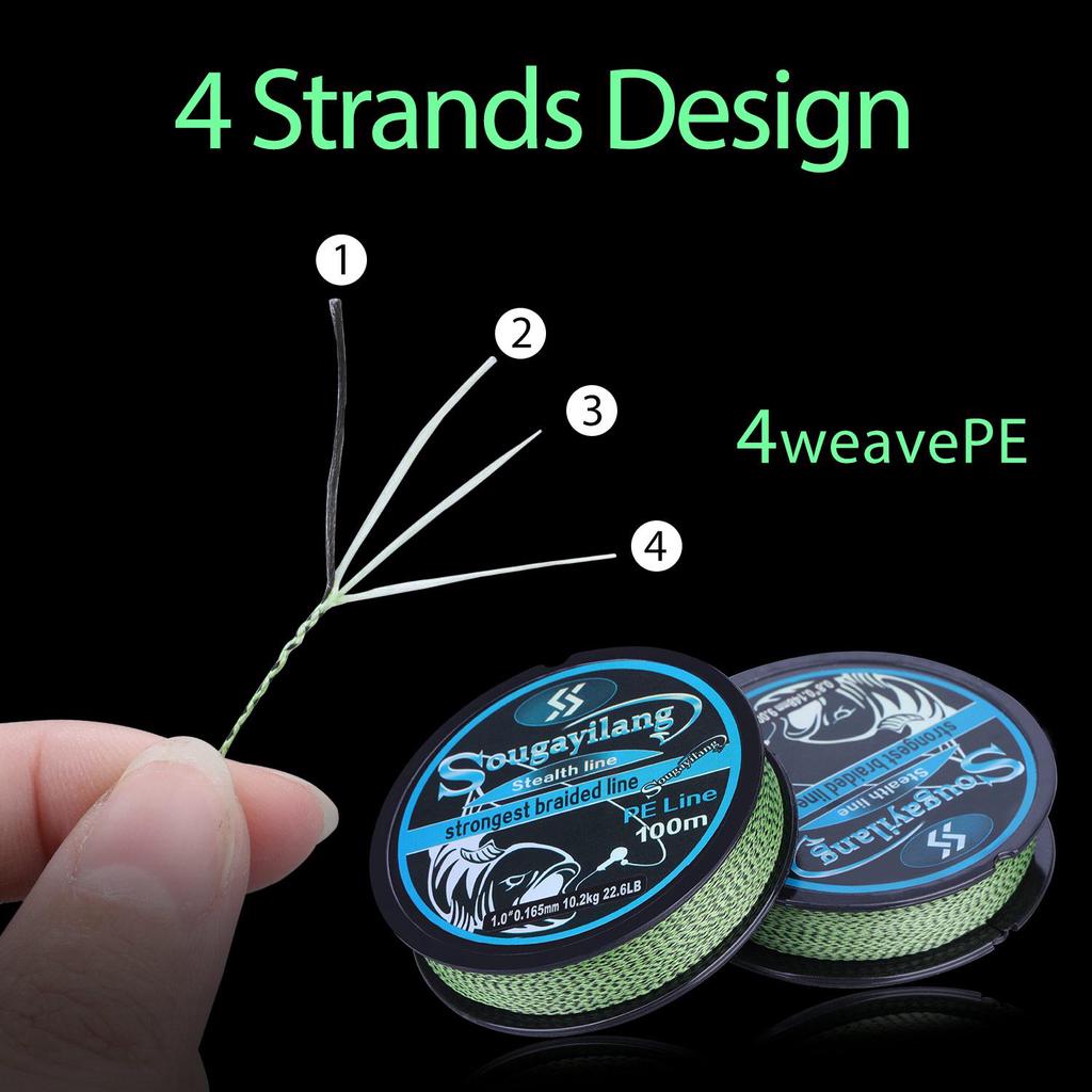 SOUGAYILANG Рыболовная леска 100 м, мультифиламентная плетеная японская рыболовная снасть для окуня, рыболовная проволока