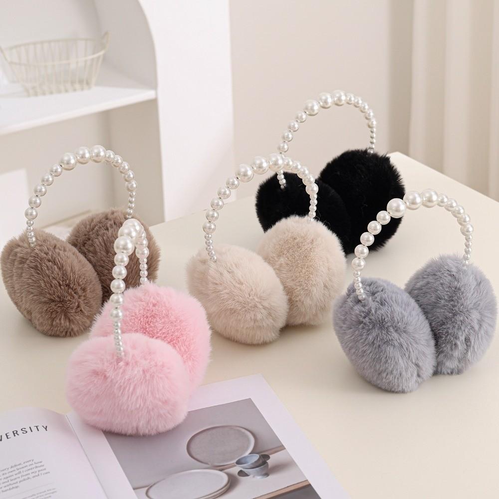 Soft Plush Ear Covers Anti-rabbit Fur Pearl Ear Protect Fashion Ear Muffs Women
