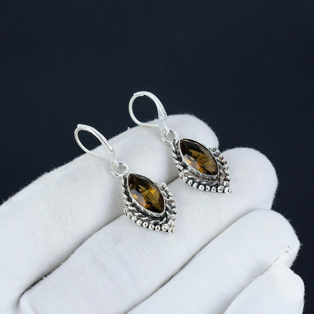 Красивые серьги с дымчатым топазом, серьги из стерлингового серебра 925 пробы, серьги-подвески из серебра ручной работы в стиле бохо, подарок на вечеринку