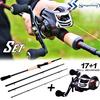 Fishing Rod Set  2.1/2.4M Casting Fishing Rod Reel Combos Fishing Pole Rod and 18BB Casting Reels