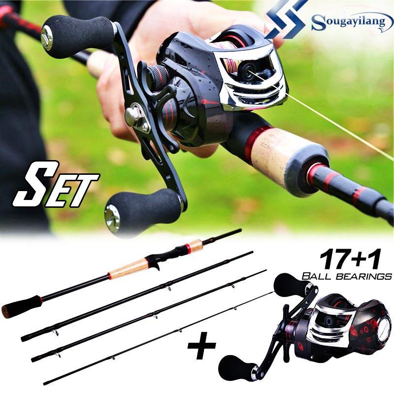 Fishing Rod Set 2.1/2.4M Casting Fishing Rod Reel Combos Fishing Pole Rod and 18BB Casting Reels