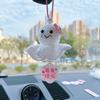 Crochet Sunny Doll Car Charm Handmade Knitted Car Rear View Mirror Hanging Ornaments for Automotive Interior Accessories