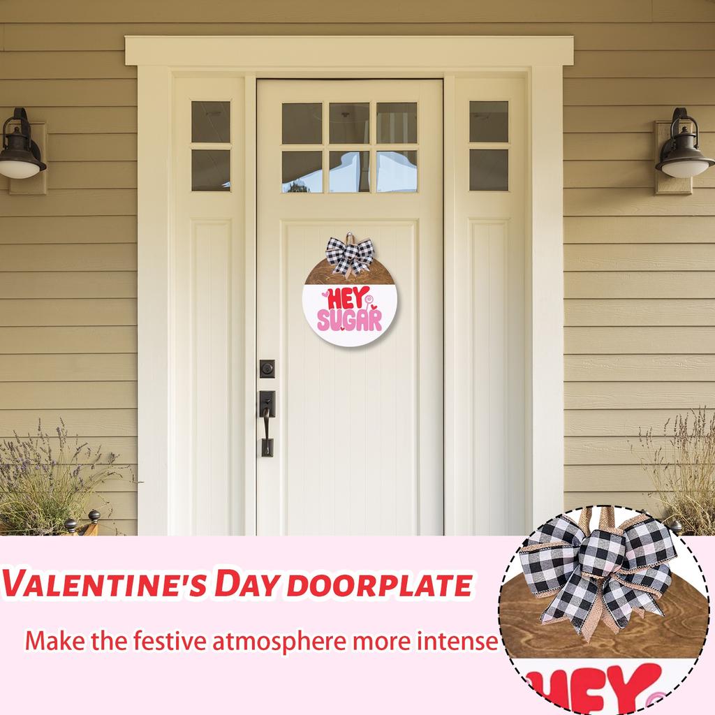 Valentine's Day Wooden Hanging Door Sign Decor, Heart Wedding Front Door Patio Gate Background Ornament