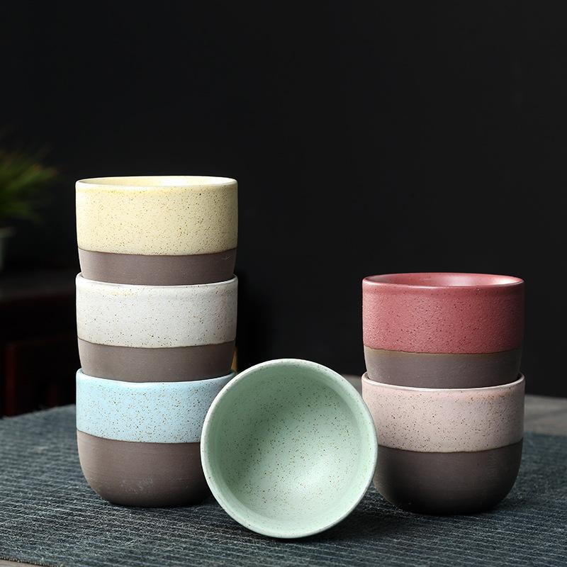 120 мл Матовые Креативные Ретро Грубая Керамика Чайные Чашки Керамическая Кофейная Кружка Ручной Работы Бокалы для Вина Китайская Чайная Чашка для Чая Кунг-Фу Домашняя Посуда для Напитков
