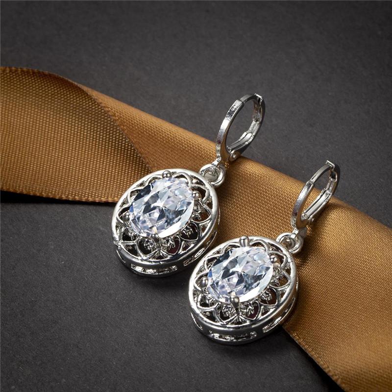 Роскошные серьги-кольца с кристаллами и радужным камнем, классические серебряные обручальные серьги, изящные овальные серьги с цветком из циркона для женщин