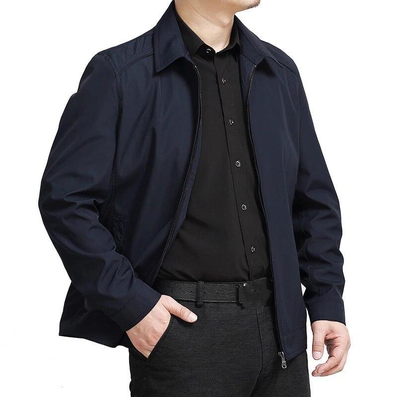 Мужская весенне-осенняя куртка с воротником-стойкой, повседневная деловая куртка большого размера