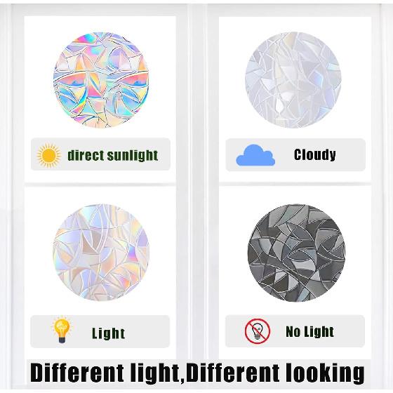 22 Piece Circle & Sun Star Window Clings - Anti-Collision Decals to Save Birds, Non-Adhesive Prismatic Clings, Rainbow Stickers