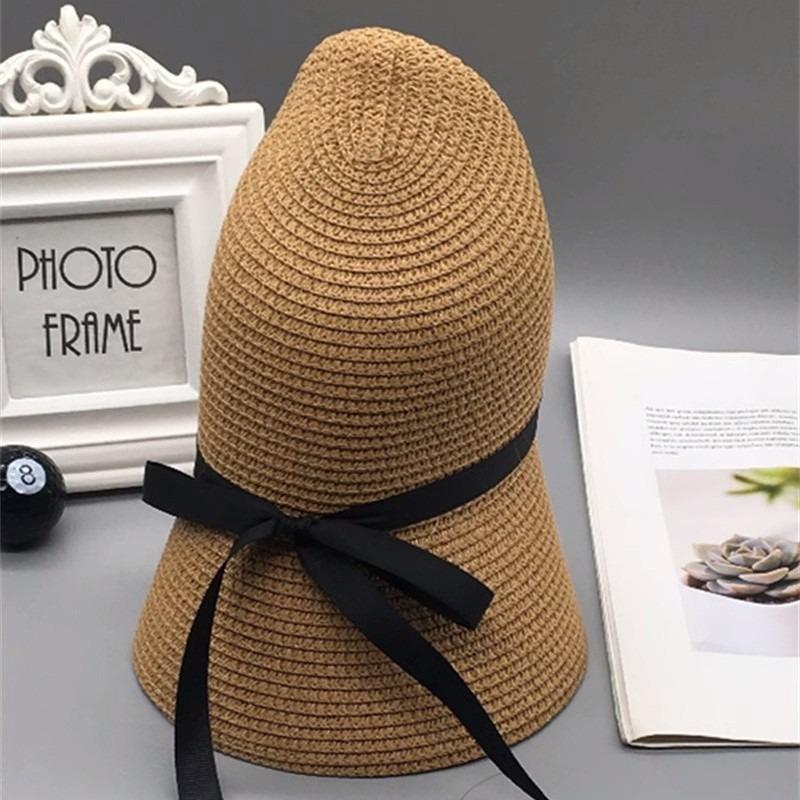 Складная соломенная шляпа детская летняя маленькая свежая универсальная пляжный козырек защита от солнца шляпа-ведро