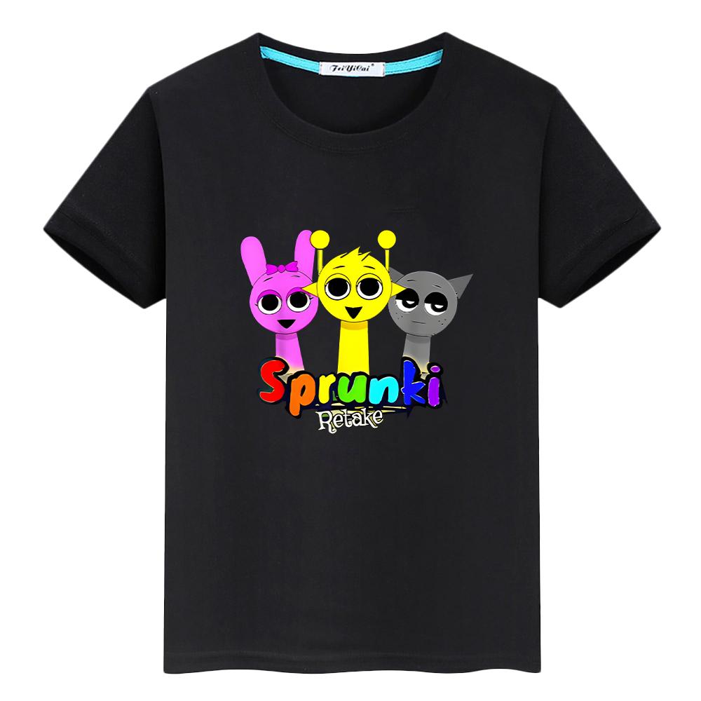 Футболка для детей, мальчик 10 лет, принт Sprunki 100% хлопок аниме короткие Sprunki милые футболки топы гордость футболка y2k цельный комплект одежда для девочек