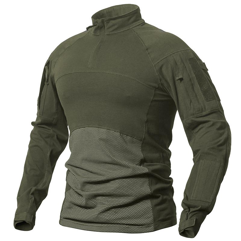 Camouflage Tactical Combat Shirt Men Cotton Long Sleeve Camo Military T Shirt Stretch Paintball Multicam Uniform Clothing