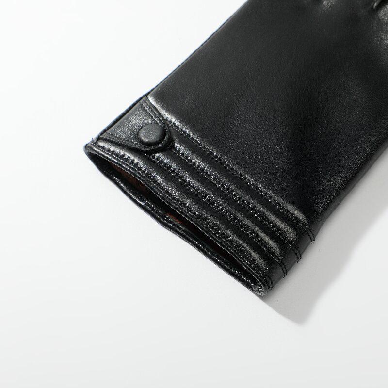 Мужские зимние перчатки из натуральной кожи с флисовой подкладкой - Теплые из овчины, деловой стиль