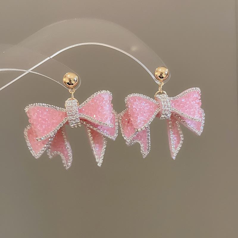 Богемные розовые серьги-кисточки с цветком из бисера и жемчуга