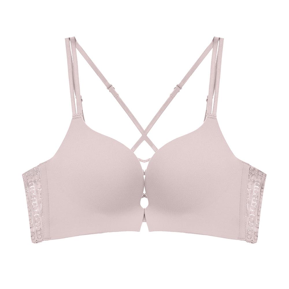 Весенне-летний новый бюстгальтер с пряжкой спереди, нижнее белье со сборками и кружевом сзади, удобный бюстгальтер без маркировки