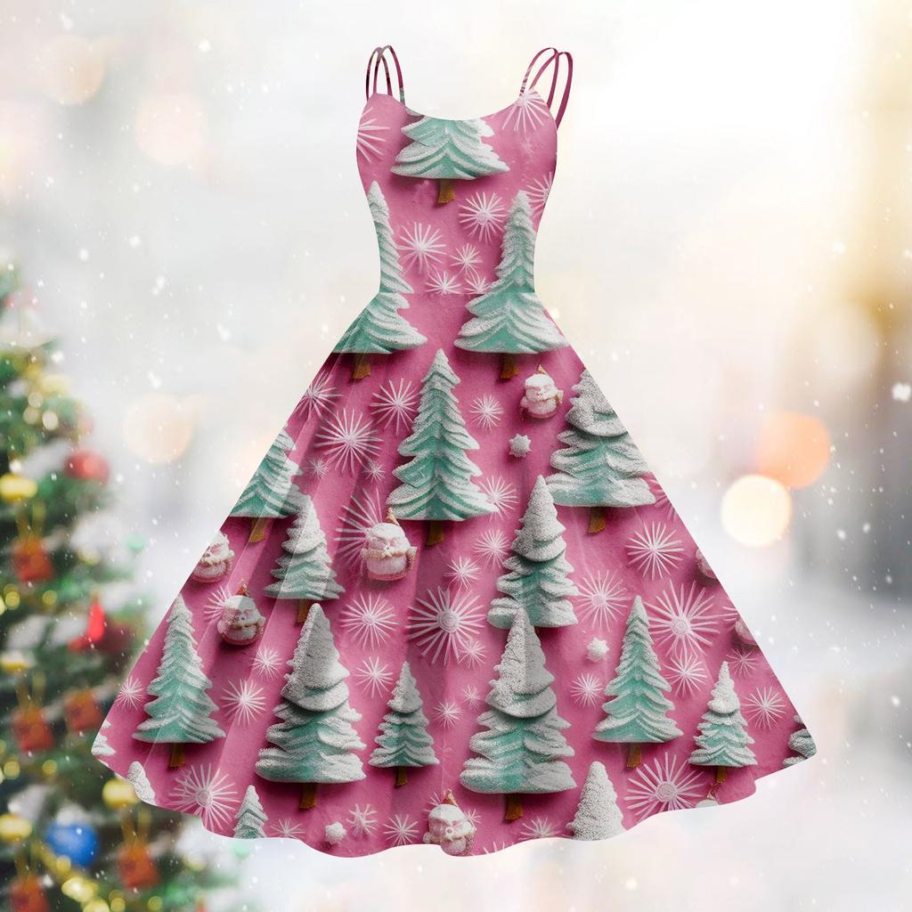 Женское модное сексуальное коктейльное платье без бретелек с рождественским принтом в стиле панк, винтажное платье.