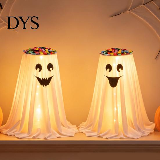 Scary Ghost Figurine for Party Halloween Candy Bowl Stand with Remote Control, Large LED Lighted Cute Holder Front Door Porch Outdoor Indoor