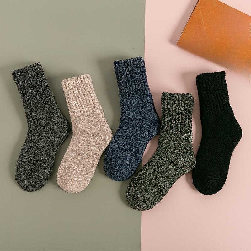 5 пар женских зимних толстых теплых однотонных шерстяных гольфов