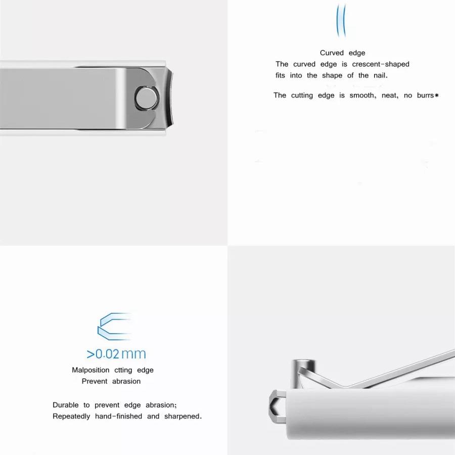 Xiaomi Машинка для стрижки ногтей Mijia, острая нержавеющая сталь, резак с защитой от брызг, очиститель ногтей, маникюра, педикюра