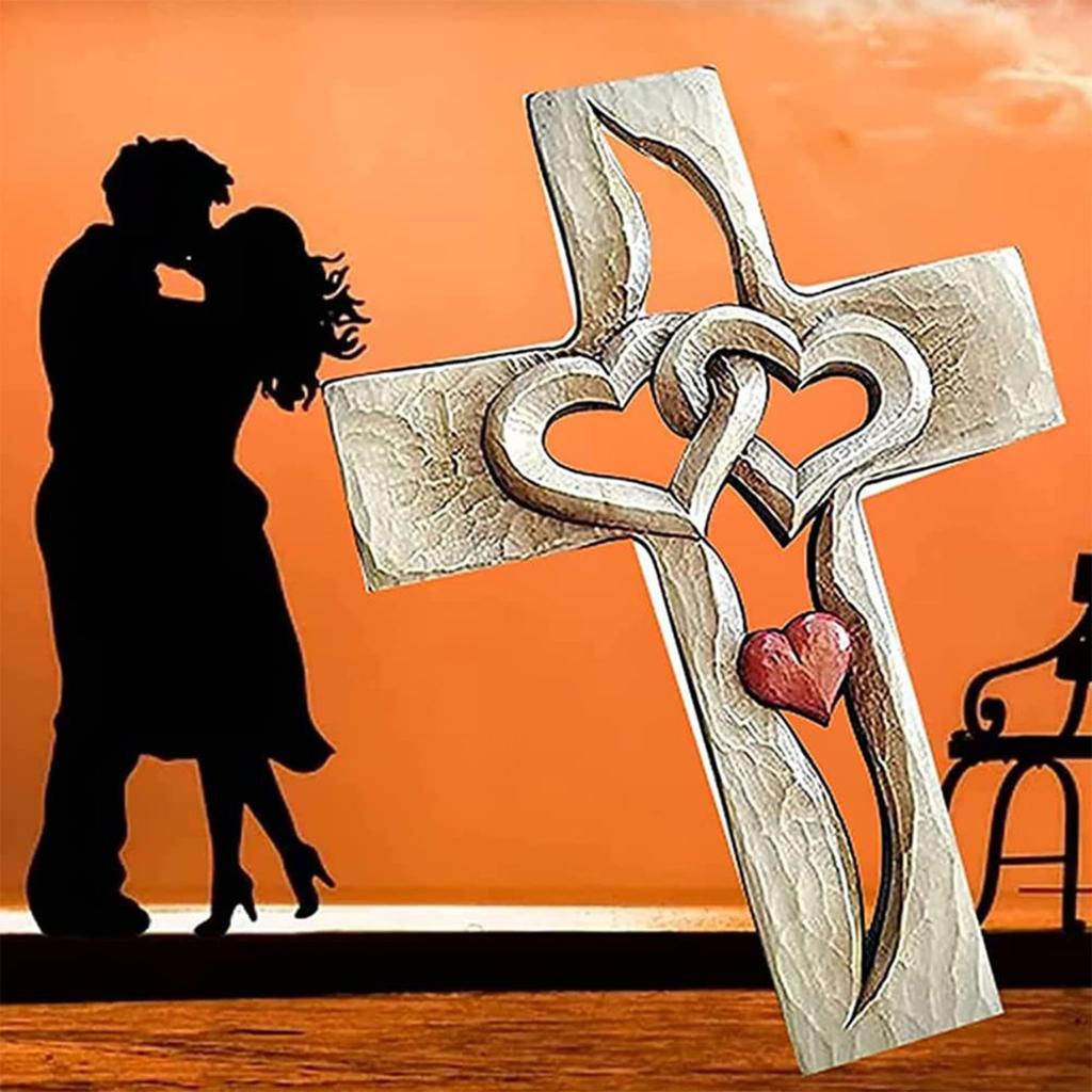 Свадебный крест на стену, настенный декор «Любовь», деревянный настенный крест в виде переплетенных сердец ручной работы для свадьбы, дня святого Валентина, рождественского подарка