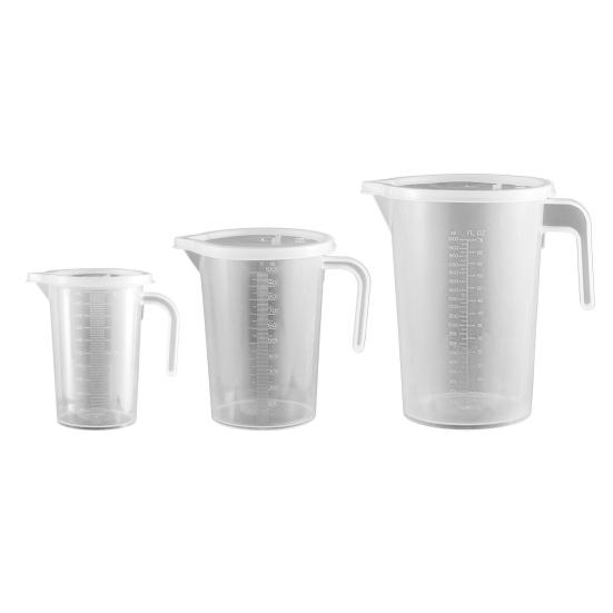 500ml/1000ml/2000ml Useful Lid Design Practical Measuring Glass Wear-resistant Food Grade Measuring Jug