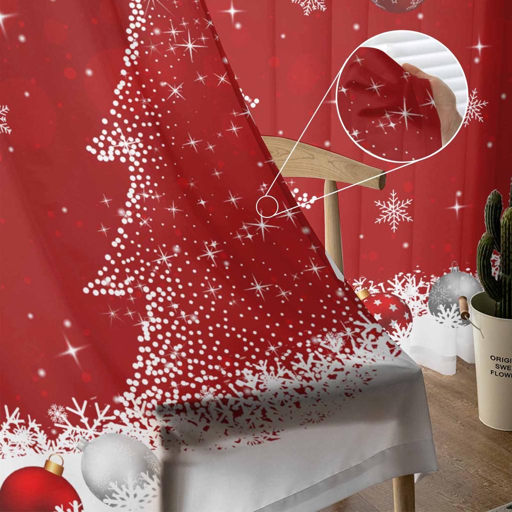 Рождественский шар из листьев кедра Рождественская елка Красные прозрачные шторы Украшение гостиной Оконные шторы Кухня Тюль Вуаль Шторы