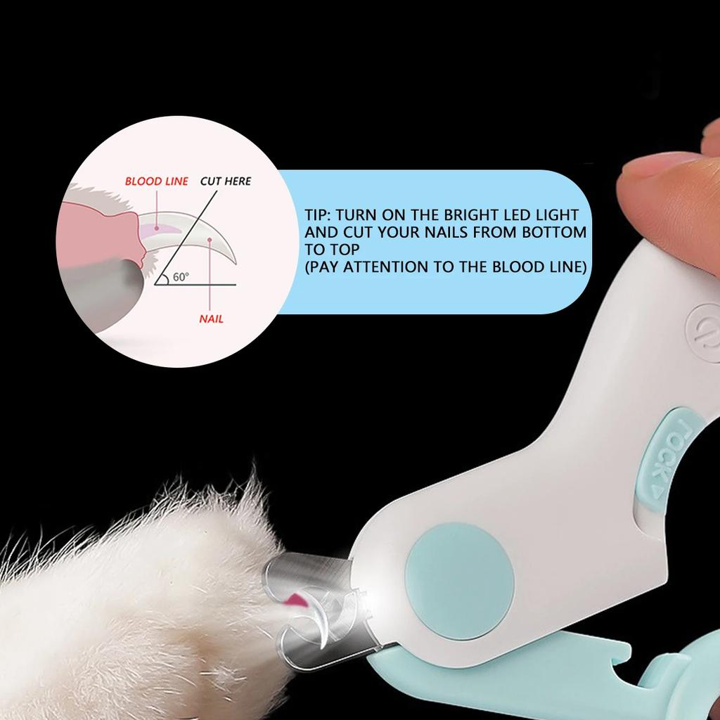 Светодиодный светильник, машинка для стрижки когтей для кошек и собак, профессиональный триммер для когтей домашних животных с предохранительным замком, набор инструментов для ухода за щенками, котятами, животными