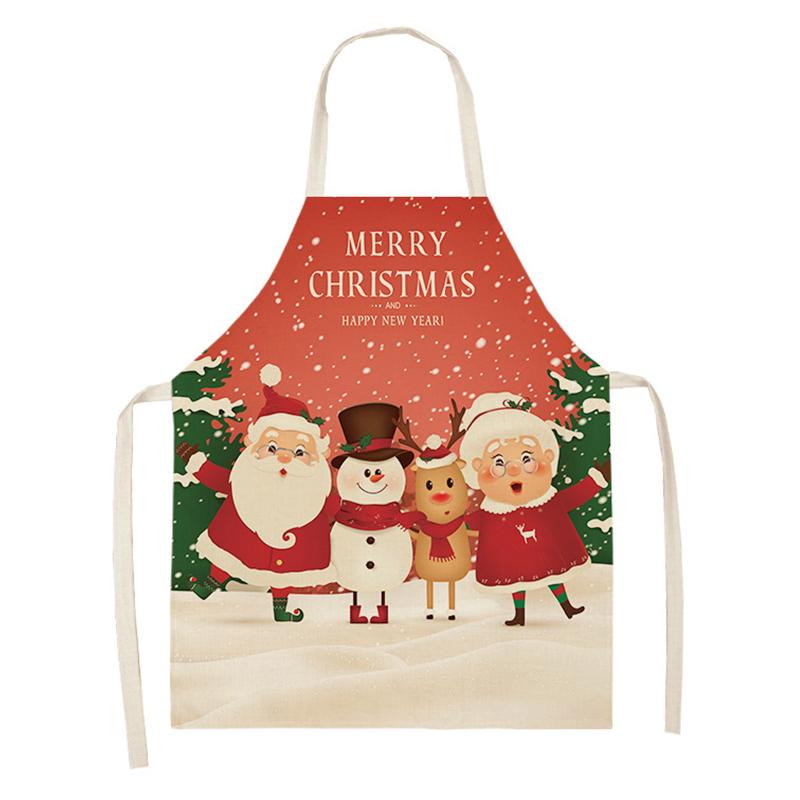 Linen Merry Christmas Apron Christmas Decorations for Home Kitchen Accessories 2024 Christmas Natal Navidad 2025 New Year Gifts