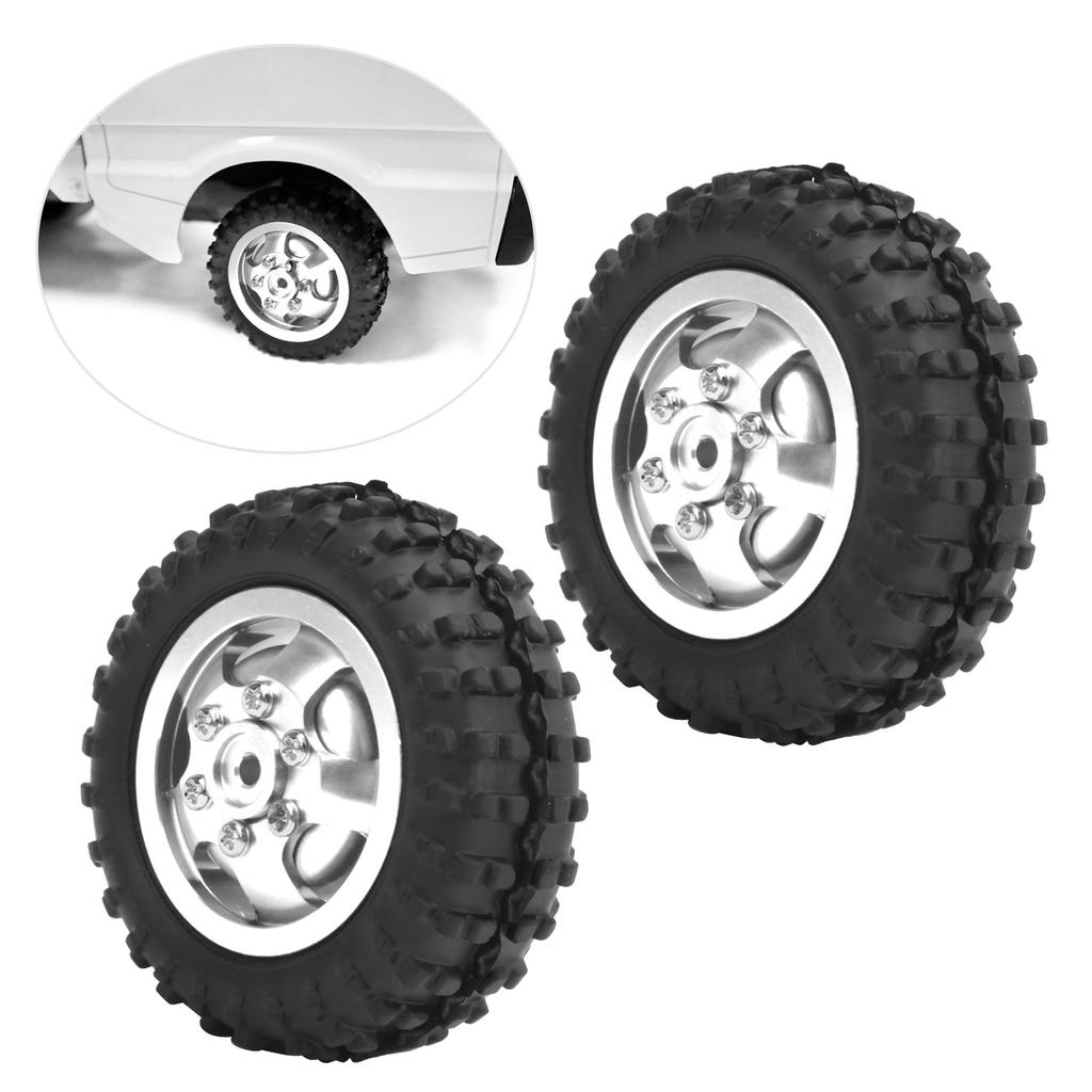 D12005 52mm RC Car Tyre Rubber Aluminium Alloy AntiSkid Tires for WPL D12 110 RC Truck(Silver S )