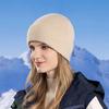 Winter Unisex Hat Knitted Thick Stretchy Piled Hat Solid Color Ear Protection Warm Daily Wear Cap Outdoor Skiing Skating Headwear