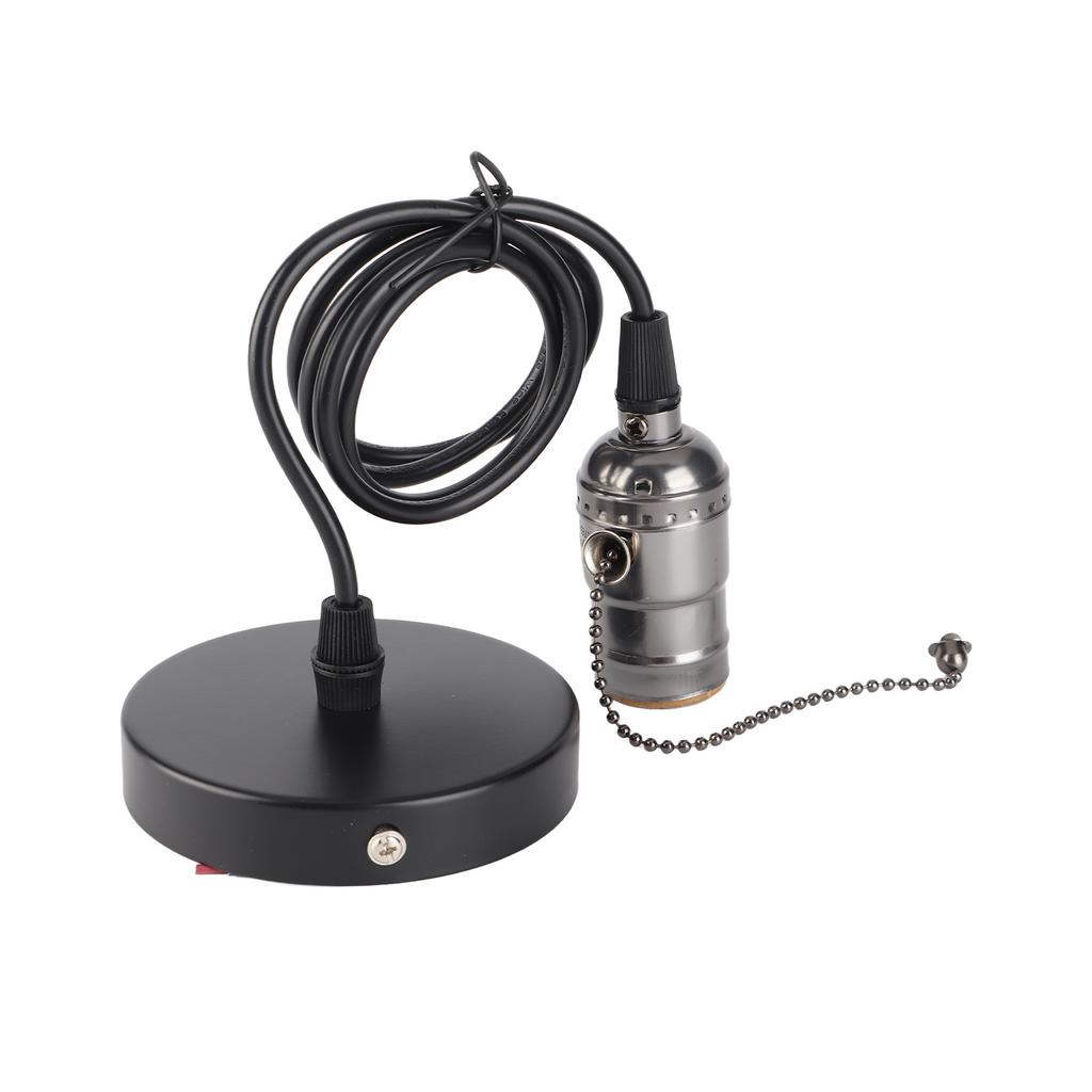 E26 Винтажный подвесной светильник с выключателем на цепочке, основание лампы, монтируется на потолок (черный)